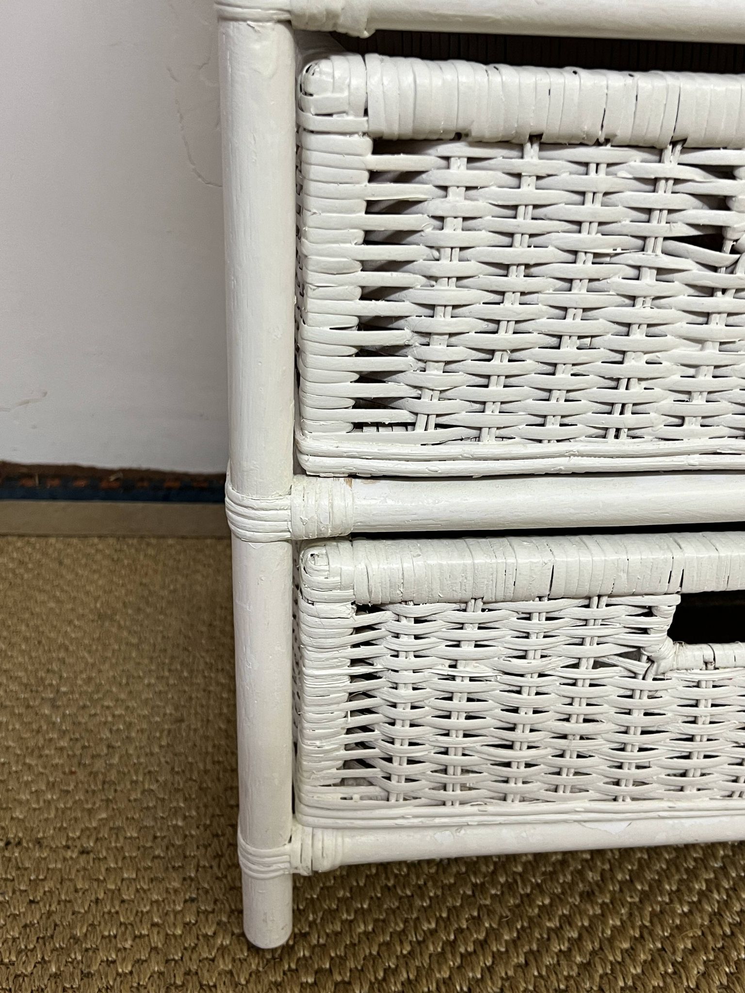 Vintage rattan storage unit, 3 drawers