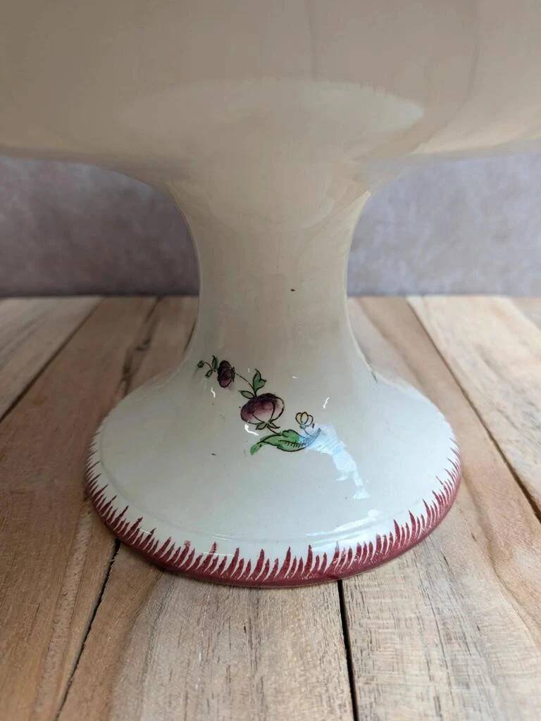 Antique compote dish Sarreguemines – Strasbourg model – floral decoration