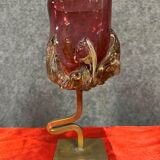 Fabienne Picaud: pink glass vase with amber applied decorations