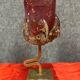 Fabienne Picaud: pink glass vase with amber applied decorations