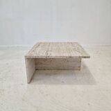 Table Basse Carrée en Travertin par Up & Up Italy, 1970s