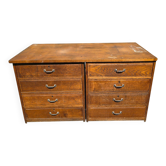 Meuble de métier ancien en chêne à 8 tiroirs