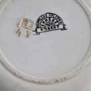 4 mismatched old green ironstone deep plates