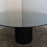 Black lacquered glass table and glass in the hoof style, Italy.