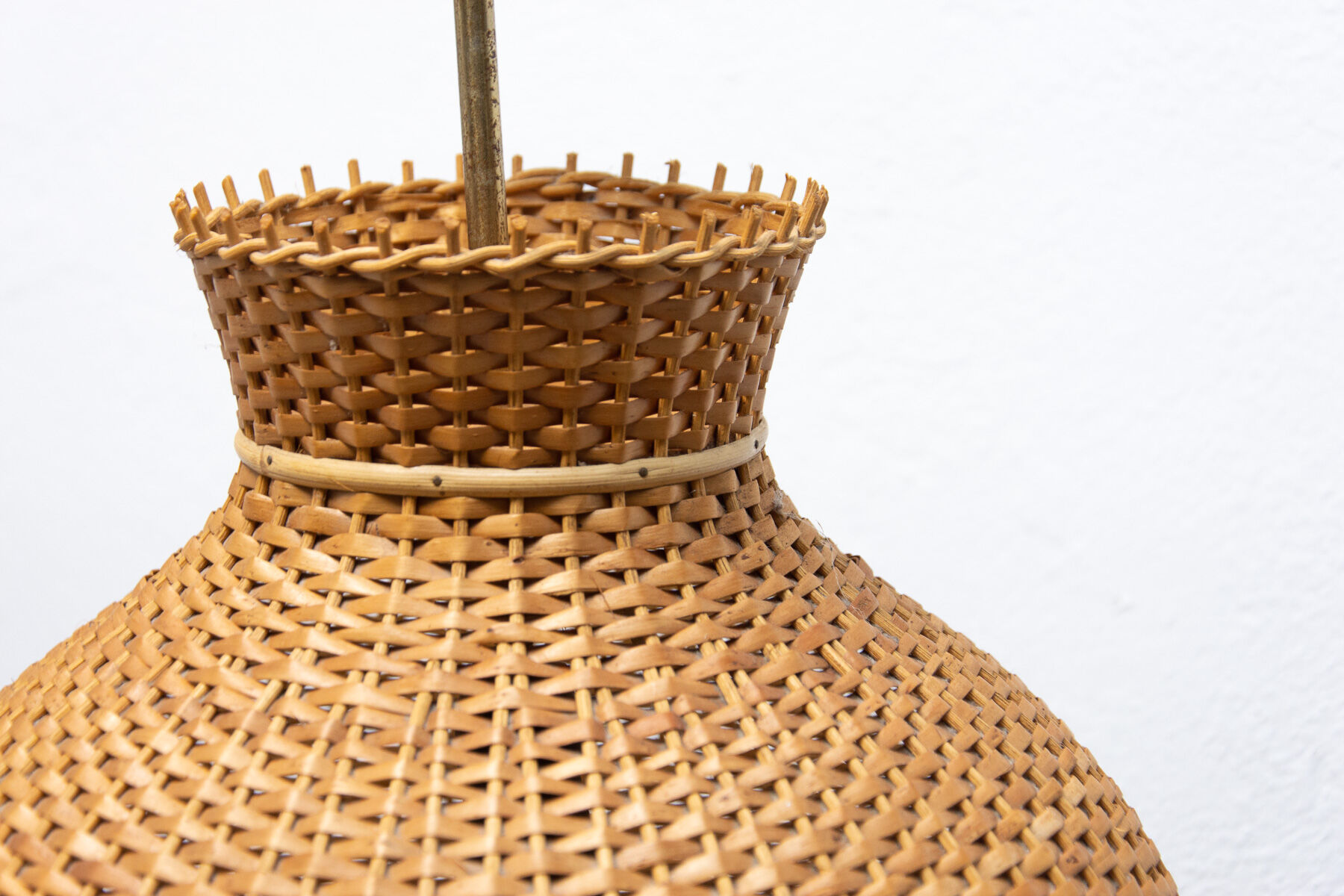 Mid century wicker hanging chandelier by ULUV, 1960´s