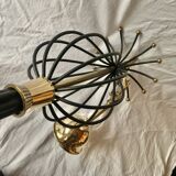 Vintage chandelier in black metal and brass - 6 branches