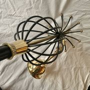 Lustre 6 feux vintage en métal noir et laiton