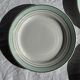 Set of 7 antique flat plates in turquoise earthenware with a gold rim D22