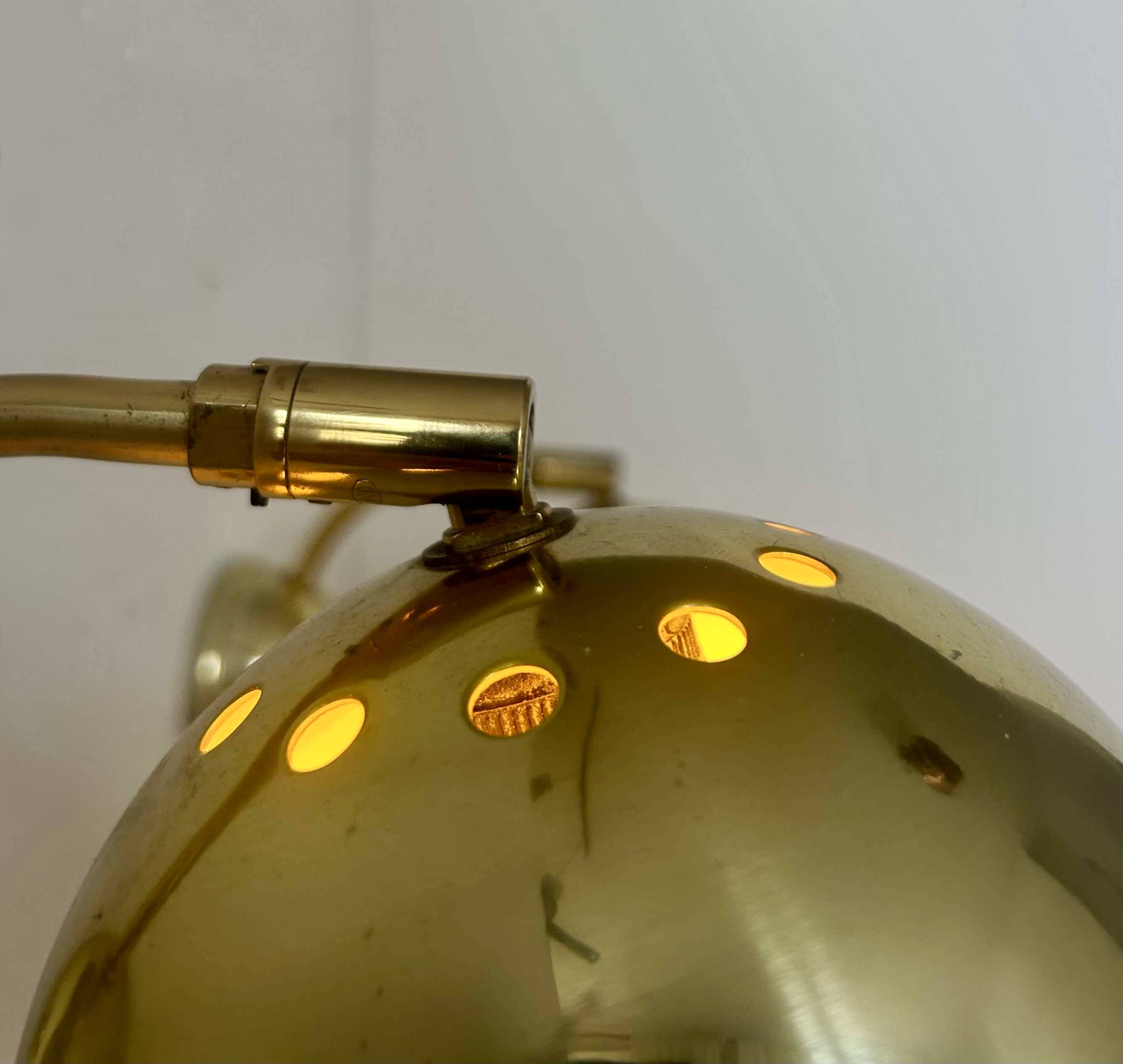 Pair of vintage adjustable wall lights, brass, Sweden 1970