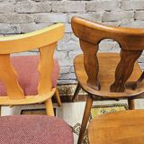 Set of 6 mismatched Baumann style bistro chairs from the 1970s
