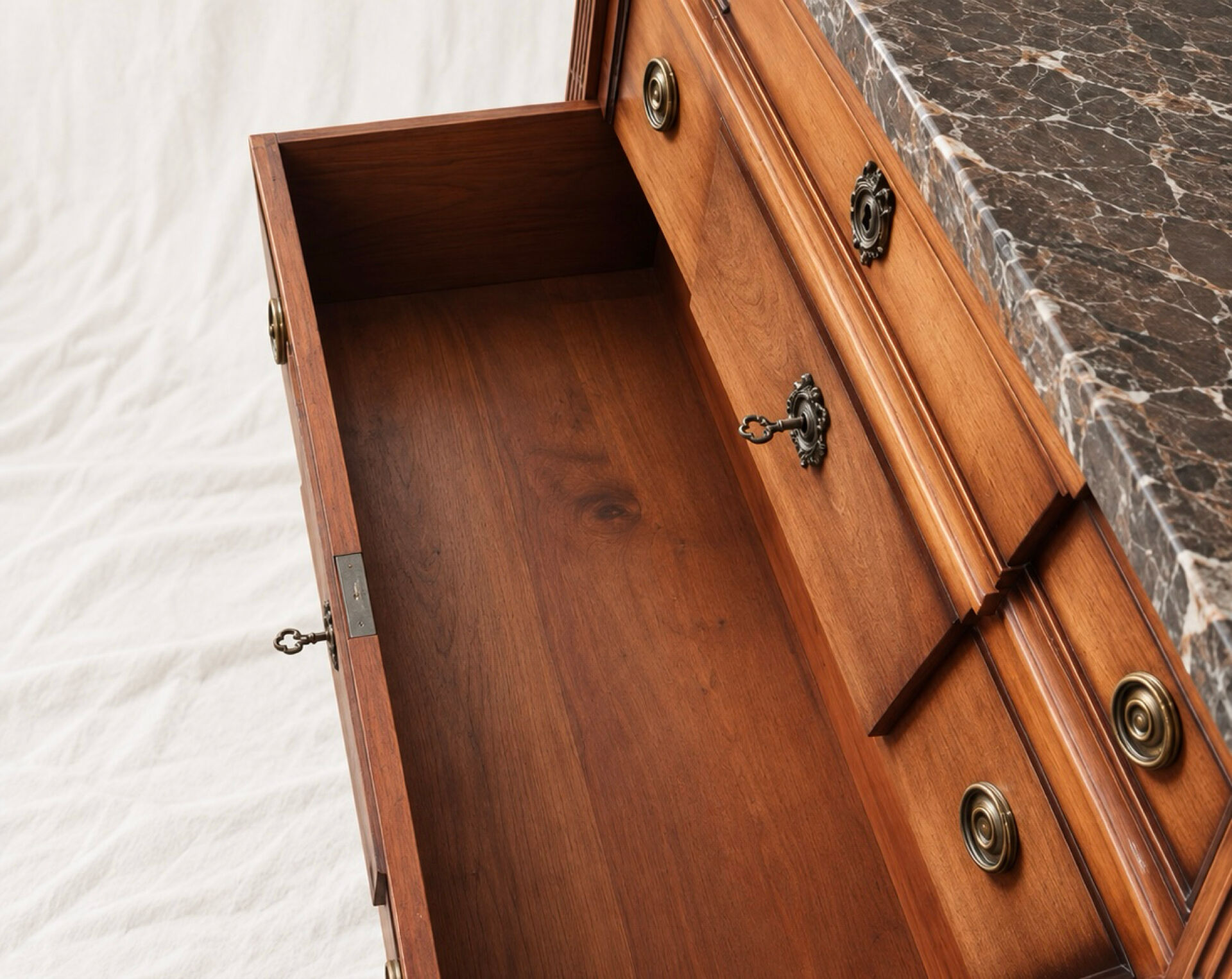 Louis XVI style commode in wood, marble top, 1900s.