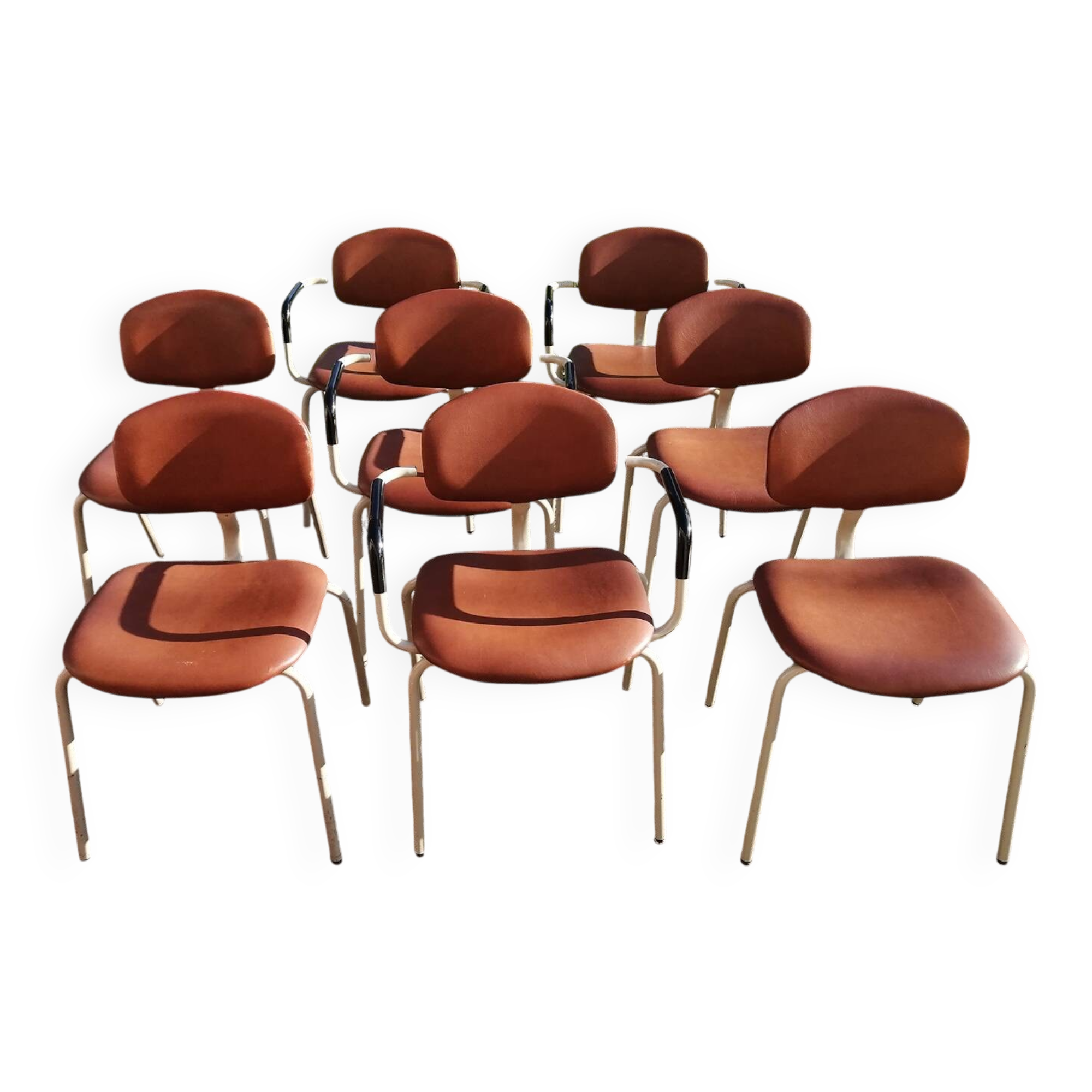 Set of 8 armchairs and chairs 420-44 Strafor-Steelcase