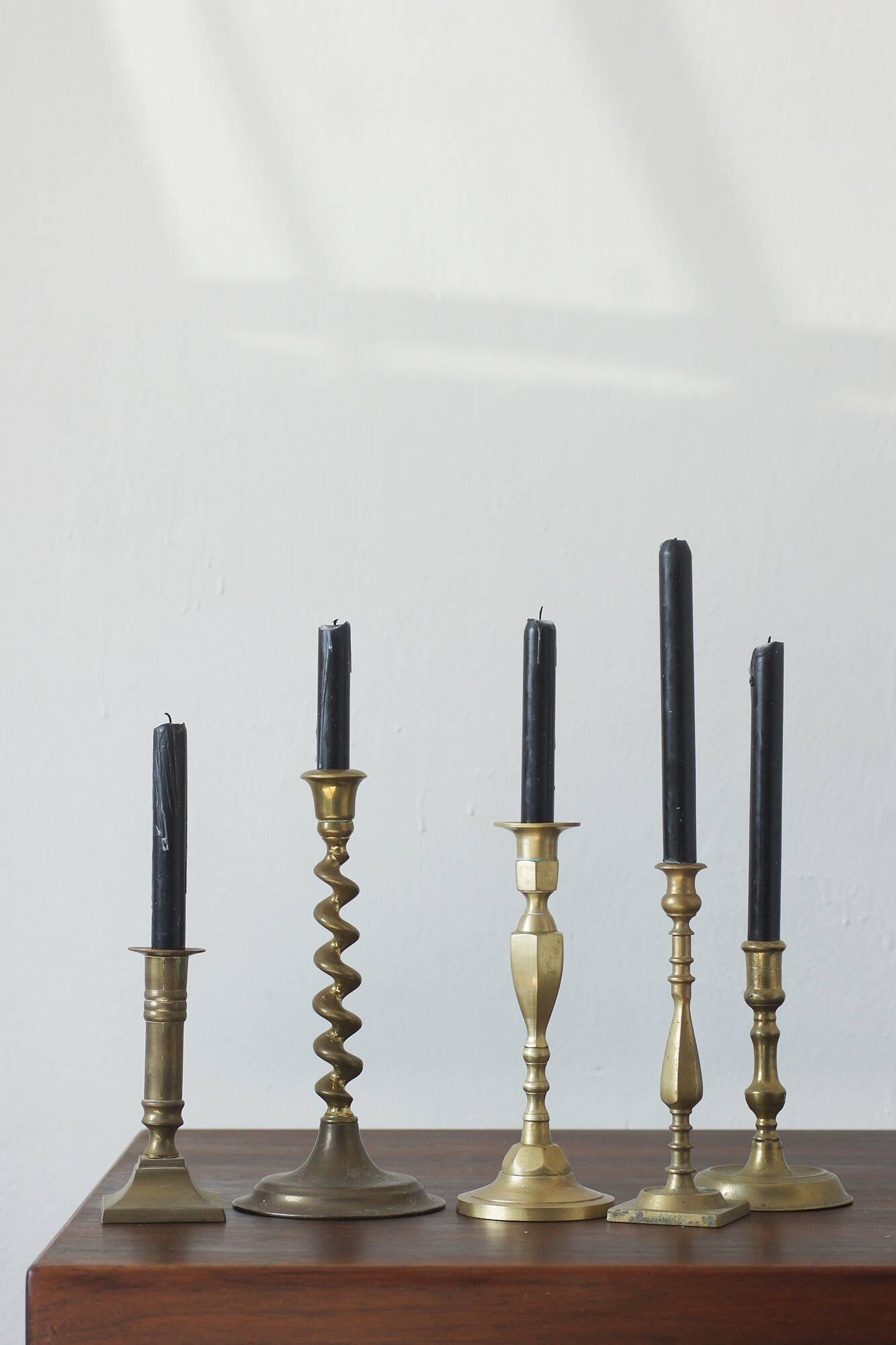 Vintage Brass Candlesticks, 1960s, Set of 5