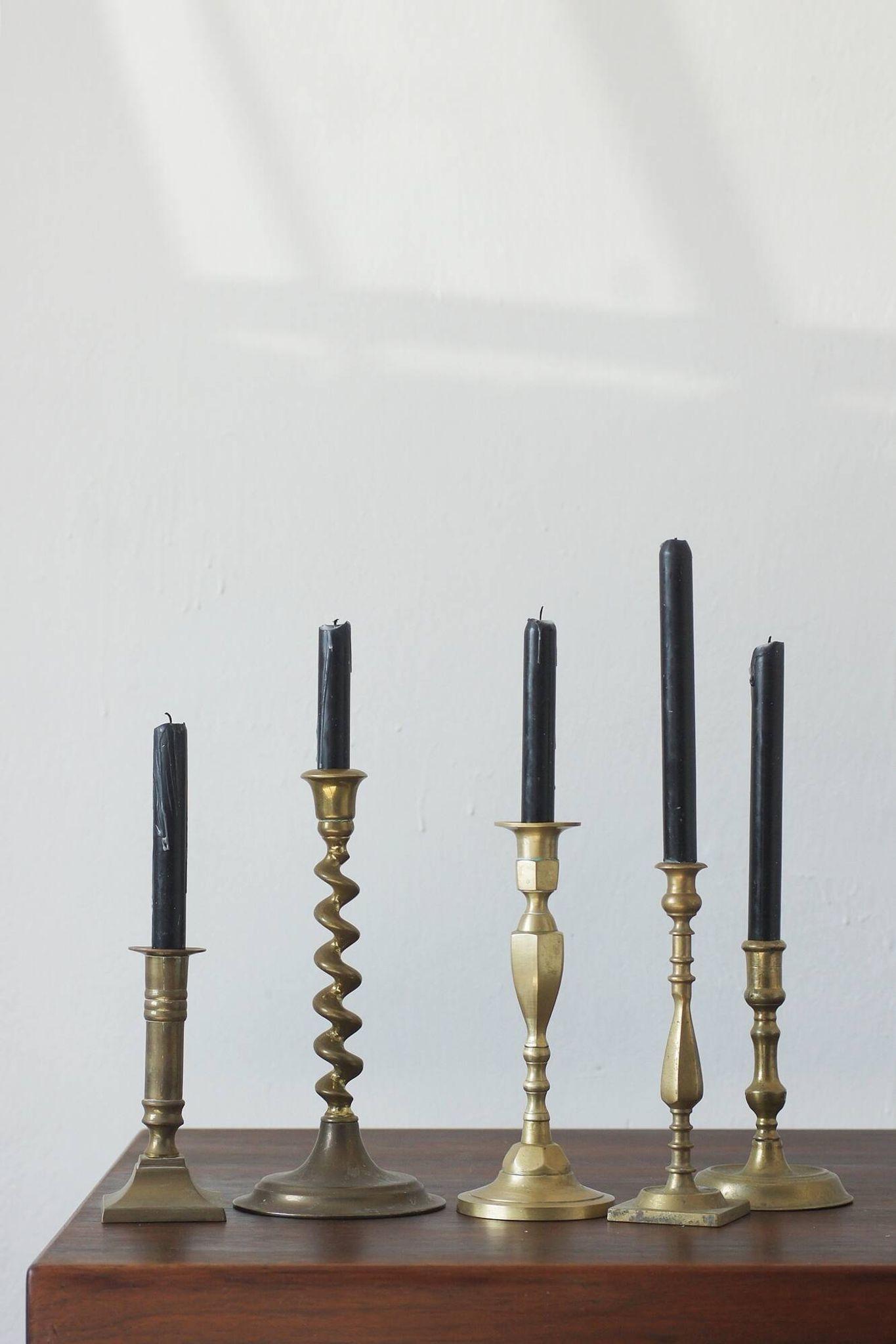 Vintage Brass Candlesticks, 1960s, Set of 5