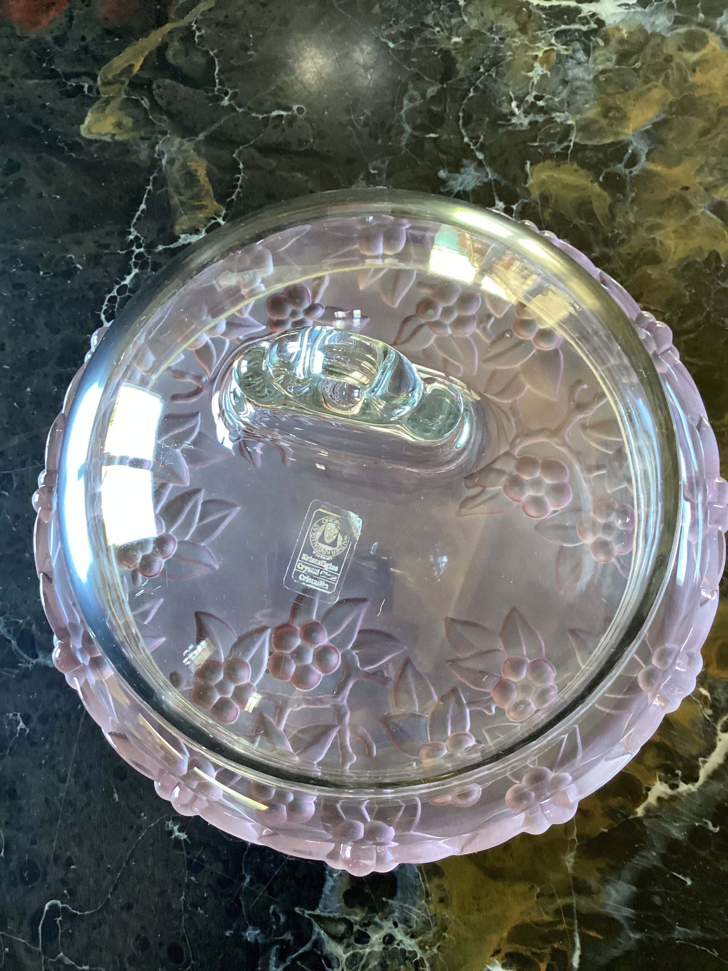 W.Germany crystal cheese cover on tray dimensions: height -15cm- diameter -22cm-