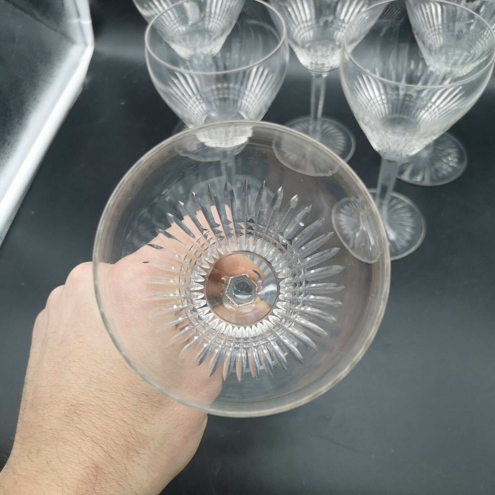 Series of 6 Saint Louis crystal water glasses coli model size 422