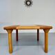 Table basse ancienne bois et travertin design des années 70 vintage