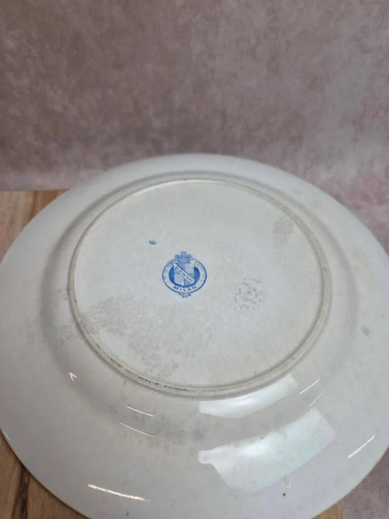 Set of 4 antique English flat plates B.p.w.&m. Milan – Ironstone