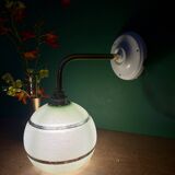 Applique globe vintage en verre granité vert et or