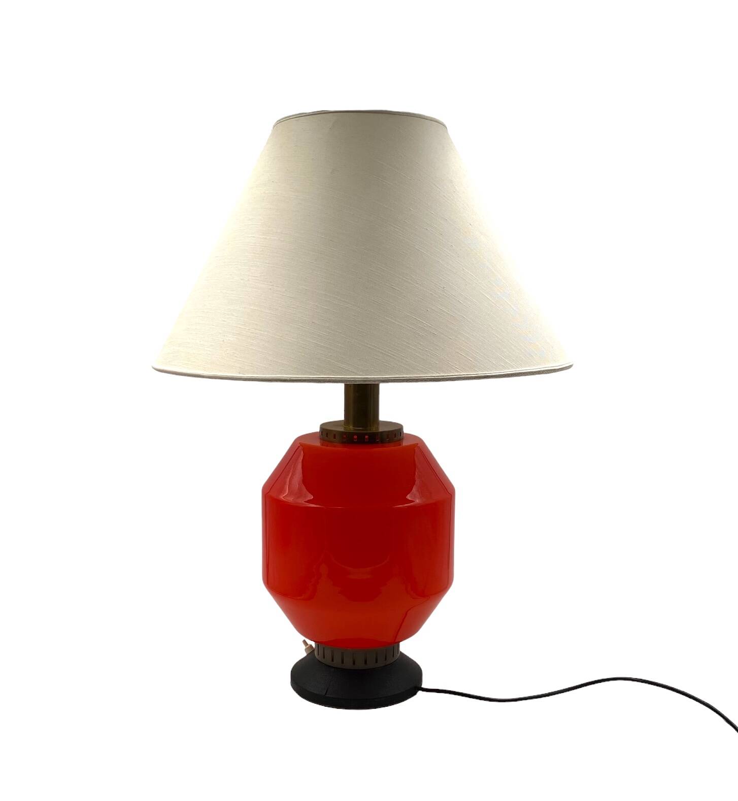 Space Age orange glass table lamp base, Italy 1960s