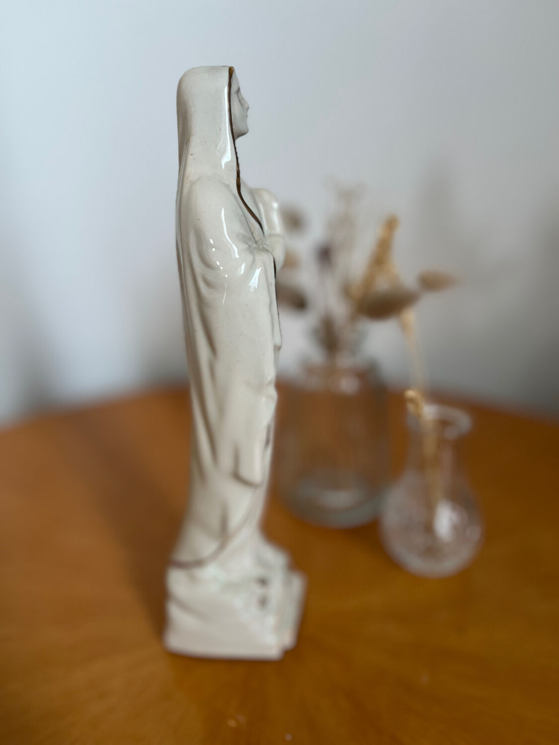 Ancient statuette Virgin Mary Our Lady of Lourdes