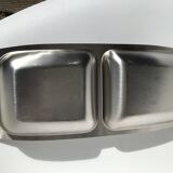 Double hollow brushed stainless steel dish