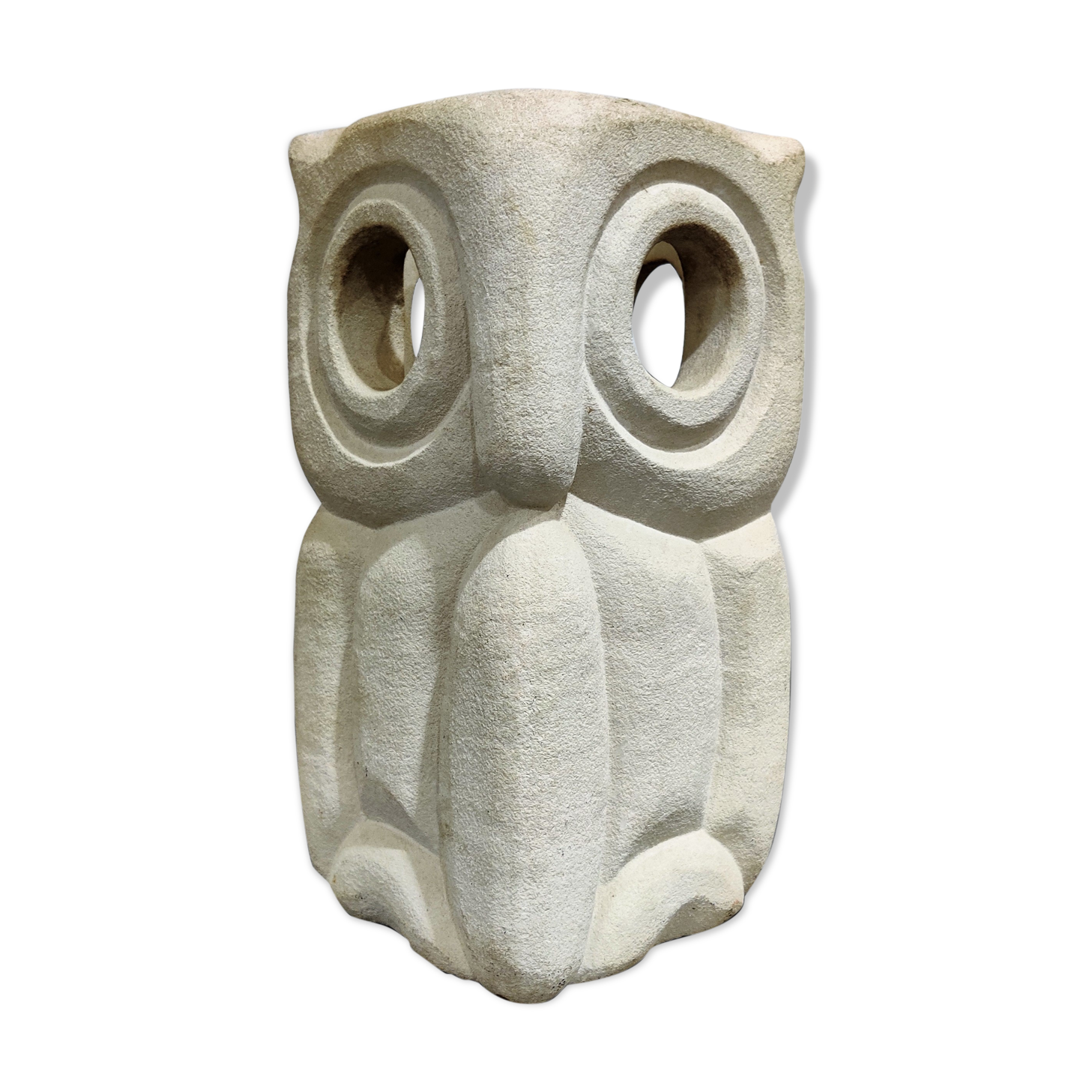 Limestone owl lamp by Albert Tormos, 1970s