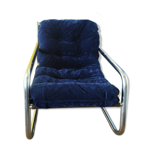 Fauteuil design cantilever - velours bleu