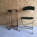 Lot of 4 golden folding chairs green velvet