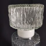 Transparent vintage carafe in pressed glass and its hermetic cap 70's