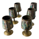 Abalone shell & brass shot glasses, set of 6, Mexico, 1970s