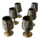 Abalone shell & brass shot glasses, set of 6, Mexico, 1970s