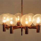 Lustre en cuivre et verre soufflé à la main par Ott International