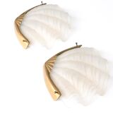 Pair of glass and brass sconces shell, 70 years