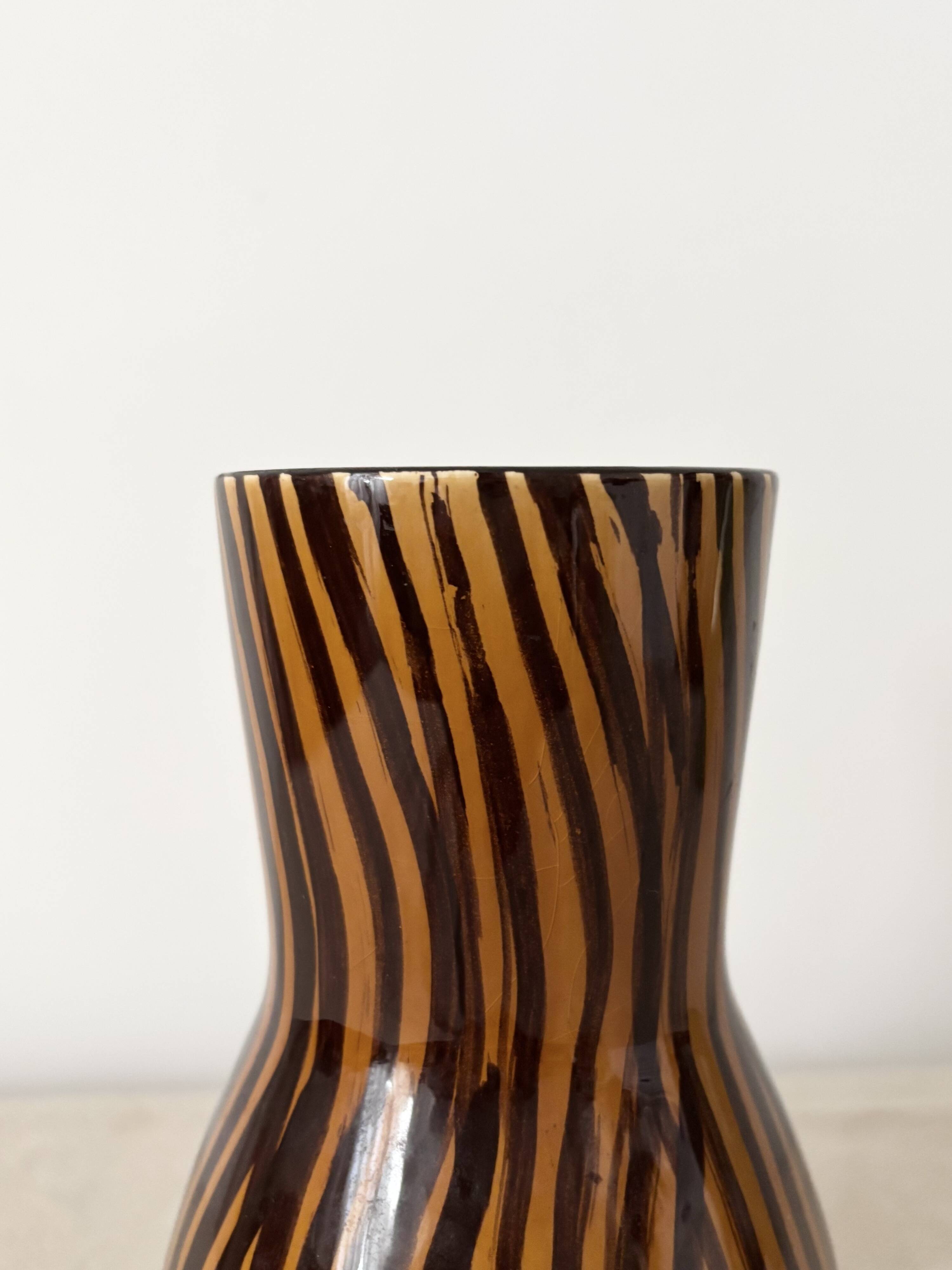 Vintage hand painted striped vase