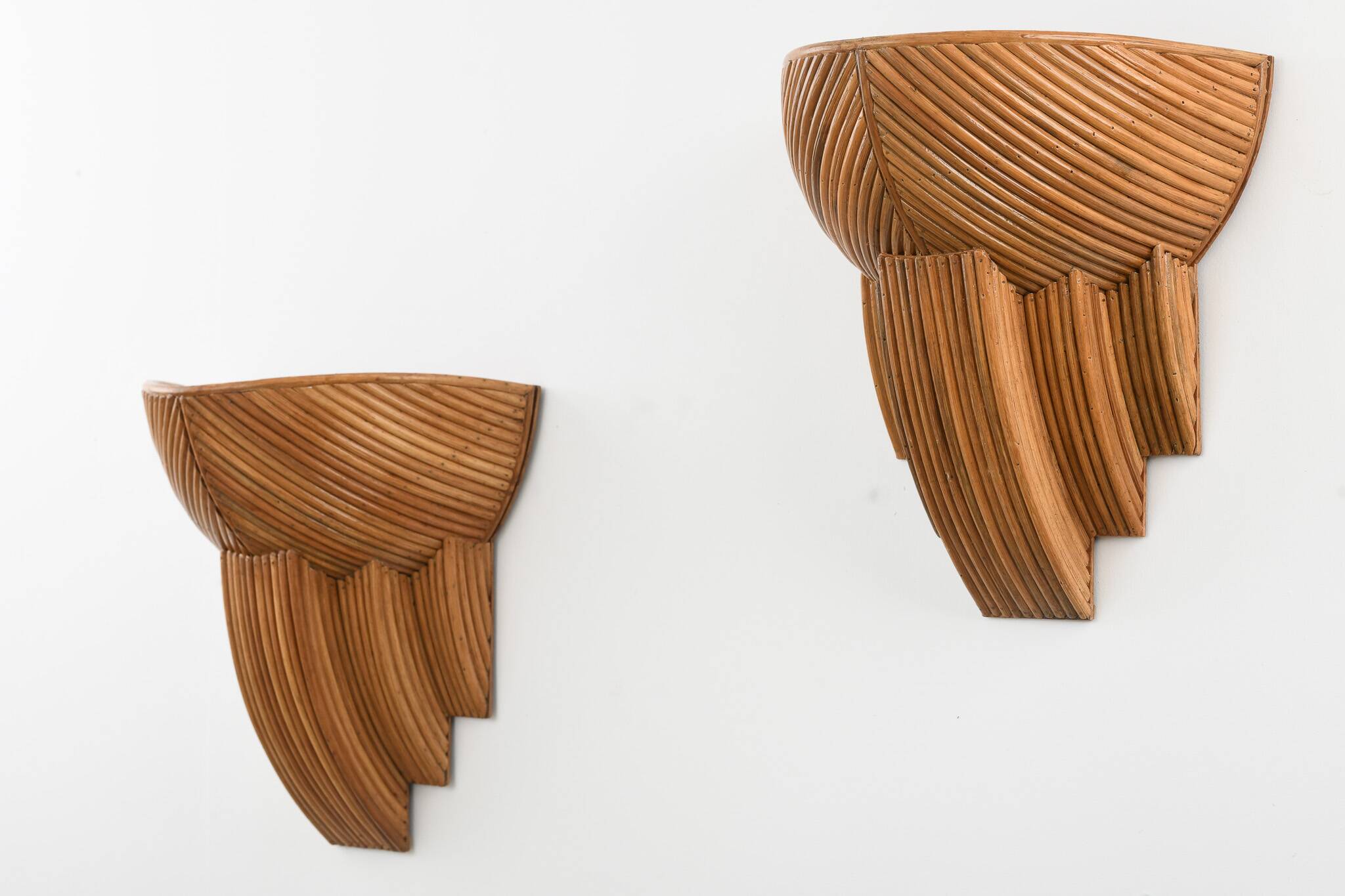 Pair of Rattan Wall Lamps