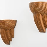Paire d'appliques murales en rotin