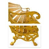 Banc en bois et fonte à patine jaune
