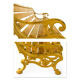 Wooden bench and yellow patina cast iron