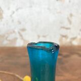 Lot de 3 fioles en verre bleu