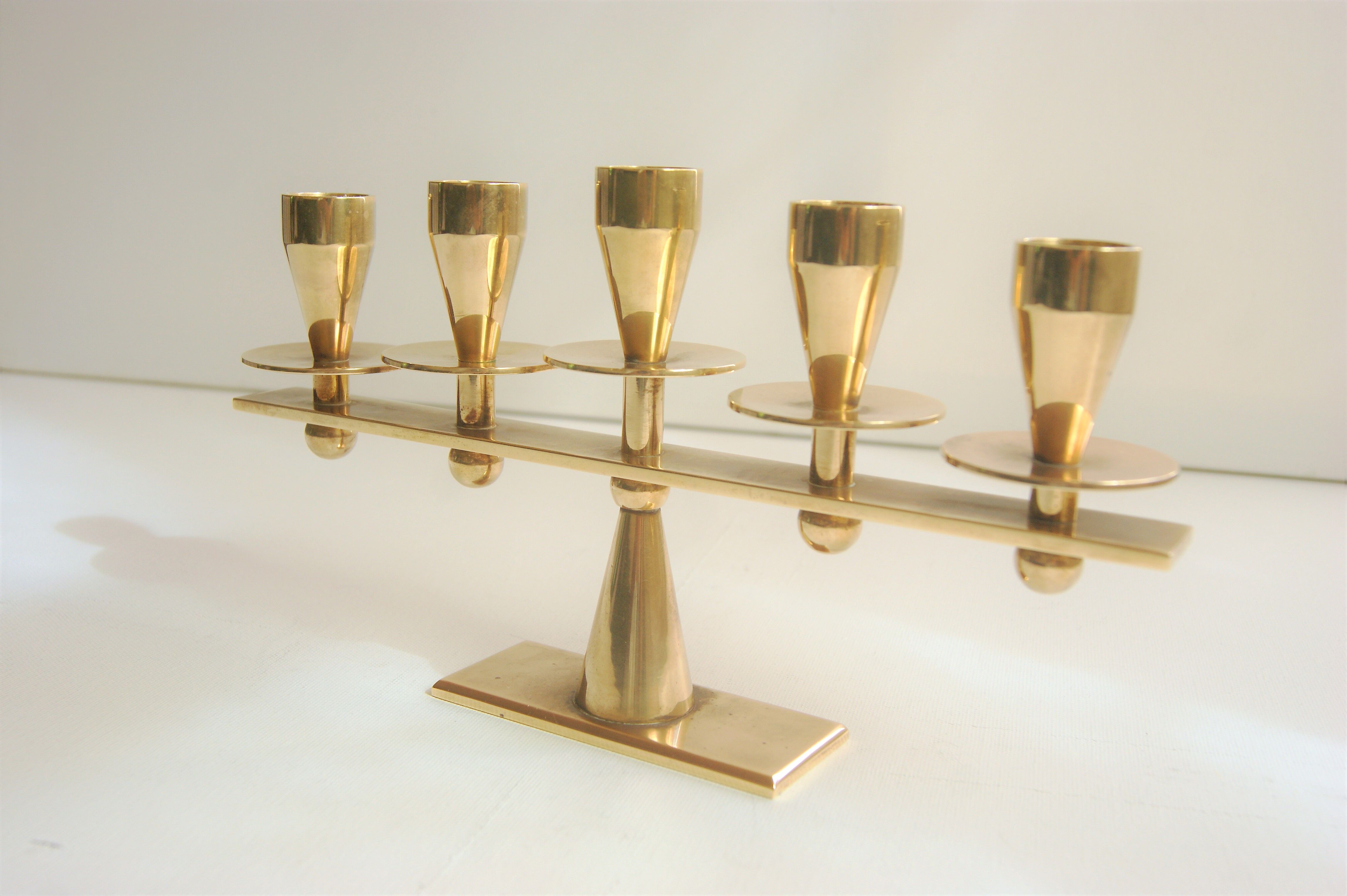 Rare mid-century modern brass candle hold from KARA Denmark 1960s.