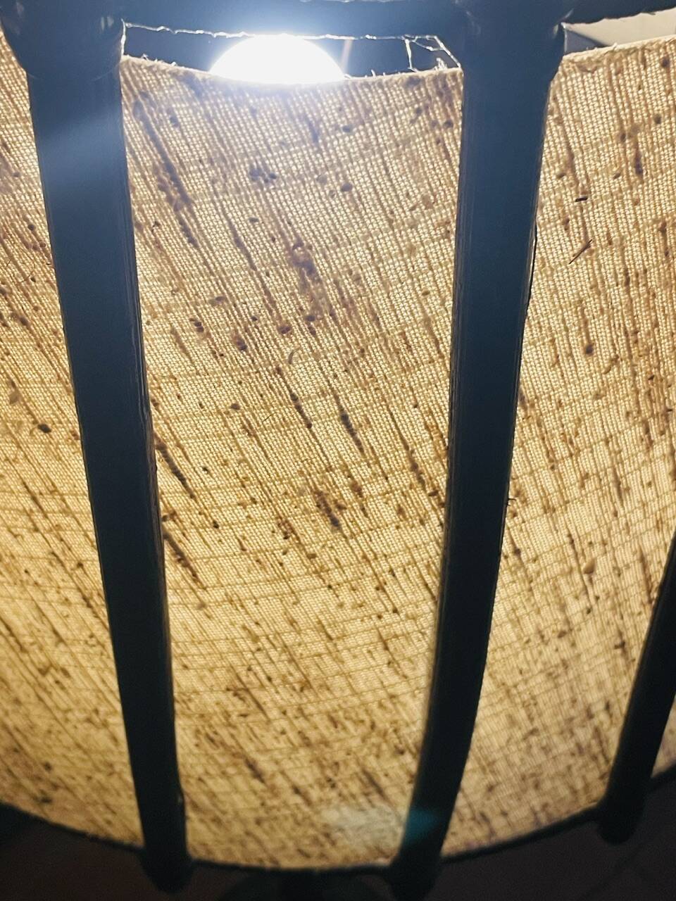 Vintage Floor Lamp Turned Wood, Bamboo Rattan Circa 1950s