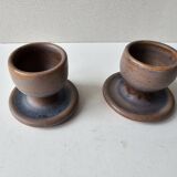 Set of 2 ceramic egg cups Signed Ludovic