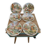 6 assiettes anciennes  sarreguemines  dv ( 1920 / 1950 ), décor " chasse "