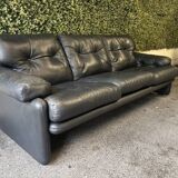 Black leather 3-seater sofa – Tobia Scarpa for B&B Italia