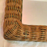 Vintage braided rattan mirror.