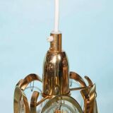 Vintage brass and crystal suspension Palwa, mid-century suspension.