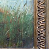 Nineteenth century painting HSP "Landscape with the river" signed + barbizon frame