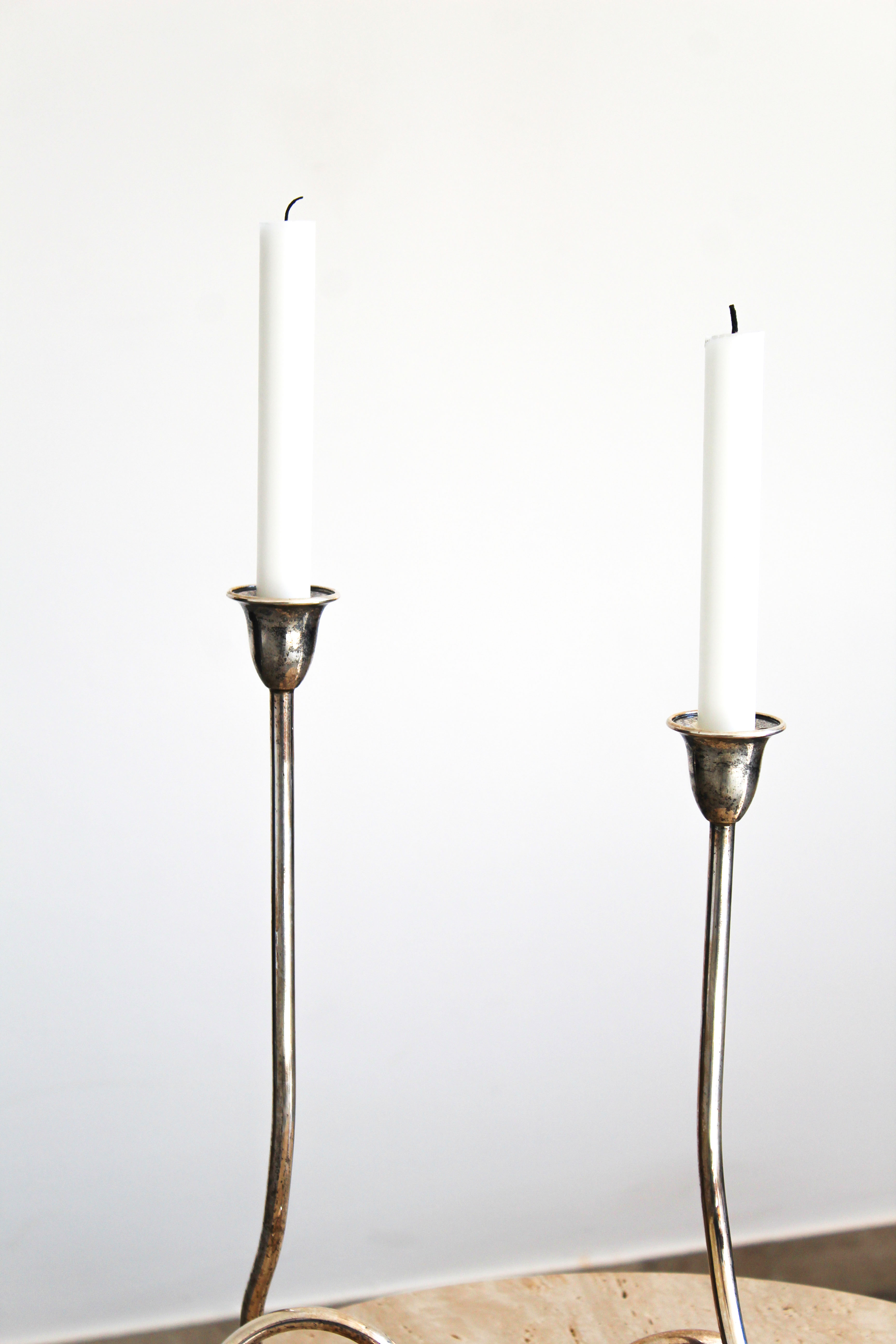 Candlestick in sheffield 2 candles, Italy 70s