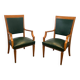 Paire de fauteuils Art déco en chêne et cuir de De Coene Frères